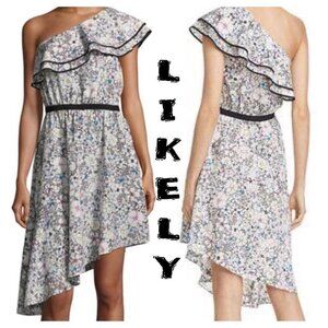 Likely contour daisy delbarton ruffle mini dress. One shoulder, floral, girly